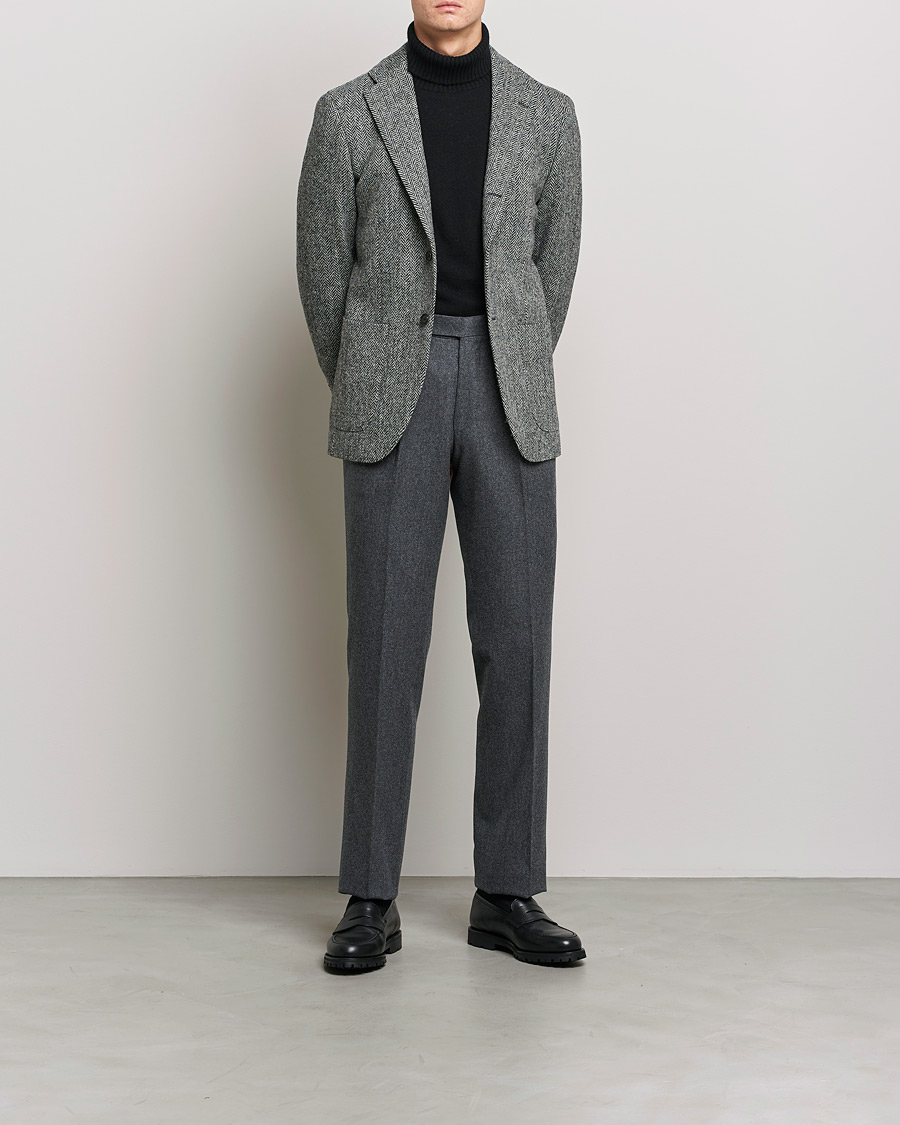 Herren | Aktuelle Marken | Beams F | Pleated Flannel Trousers Dark Grey