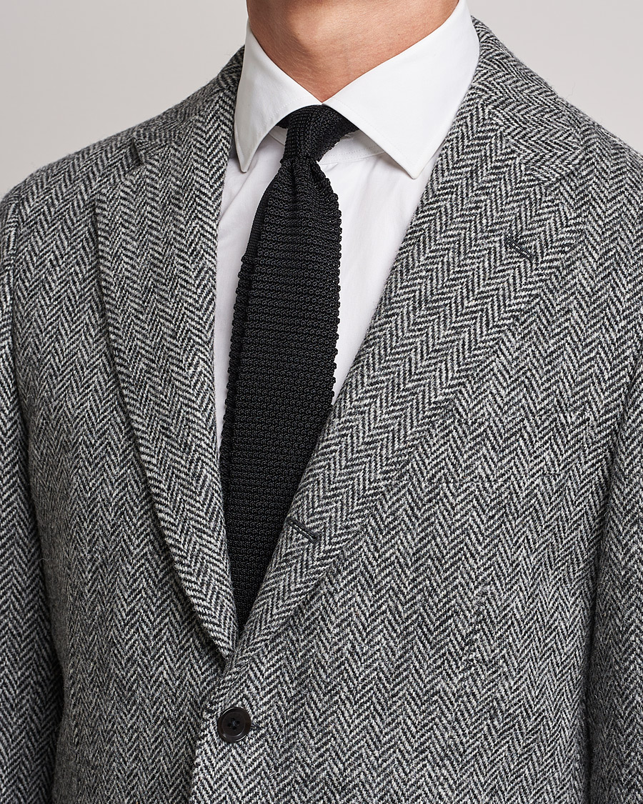 Herren | Krawatten | Beams F | Knitted Silk Tie Black