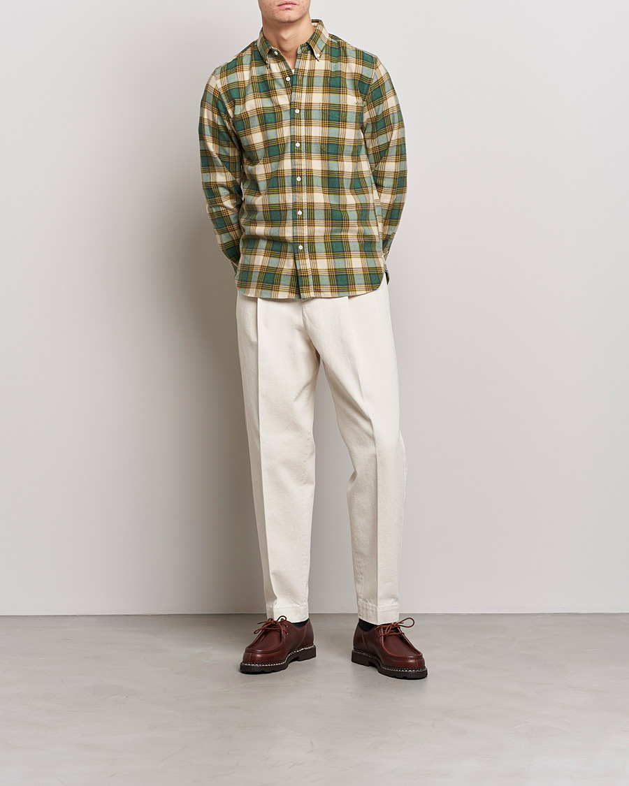 Herren | Japanese Department | BEAMS PLUS | Flannel Button Down Shirt Green Check