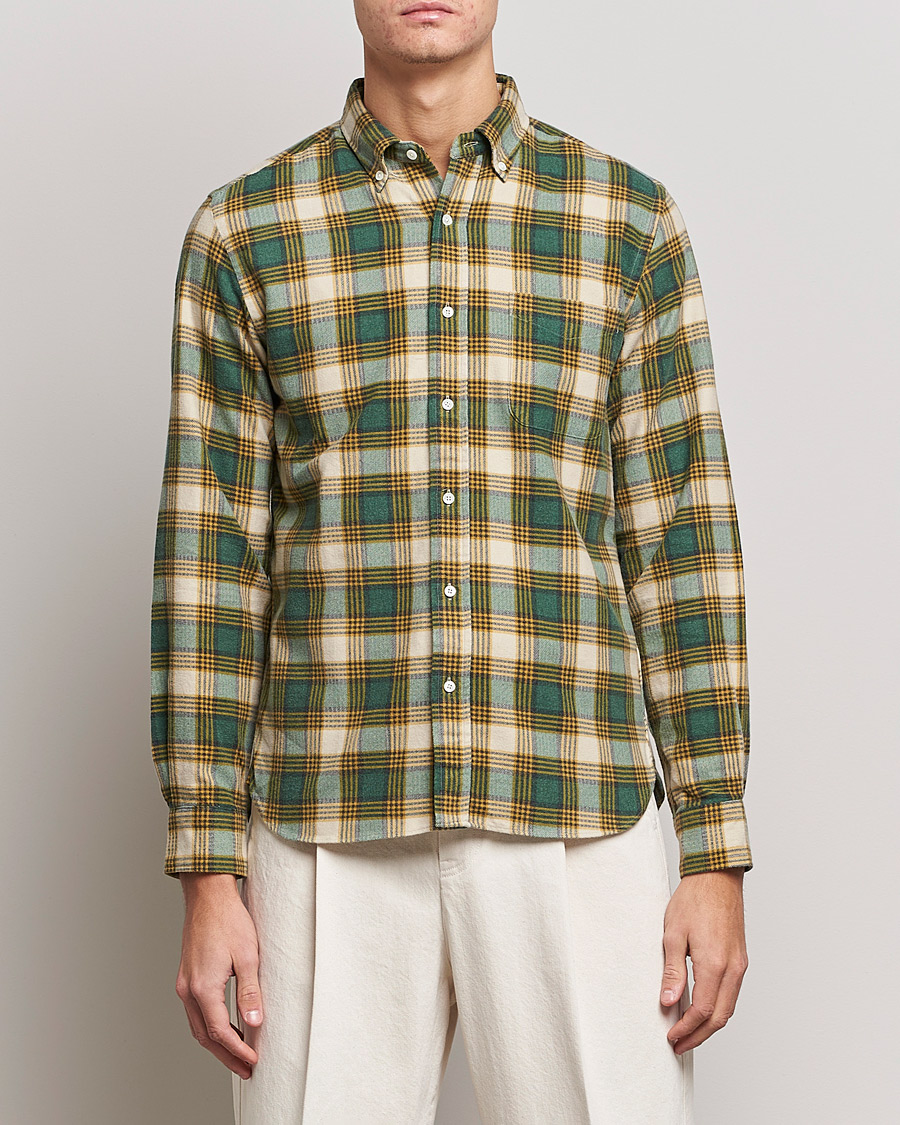 Herren | Flannellhemden | BEAMS PLUS | Flannel Button Down Shirt Green Check