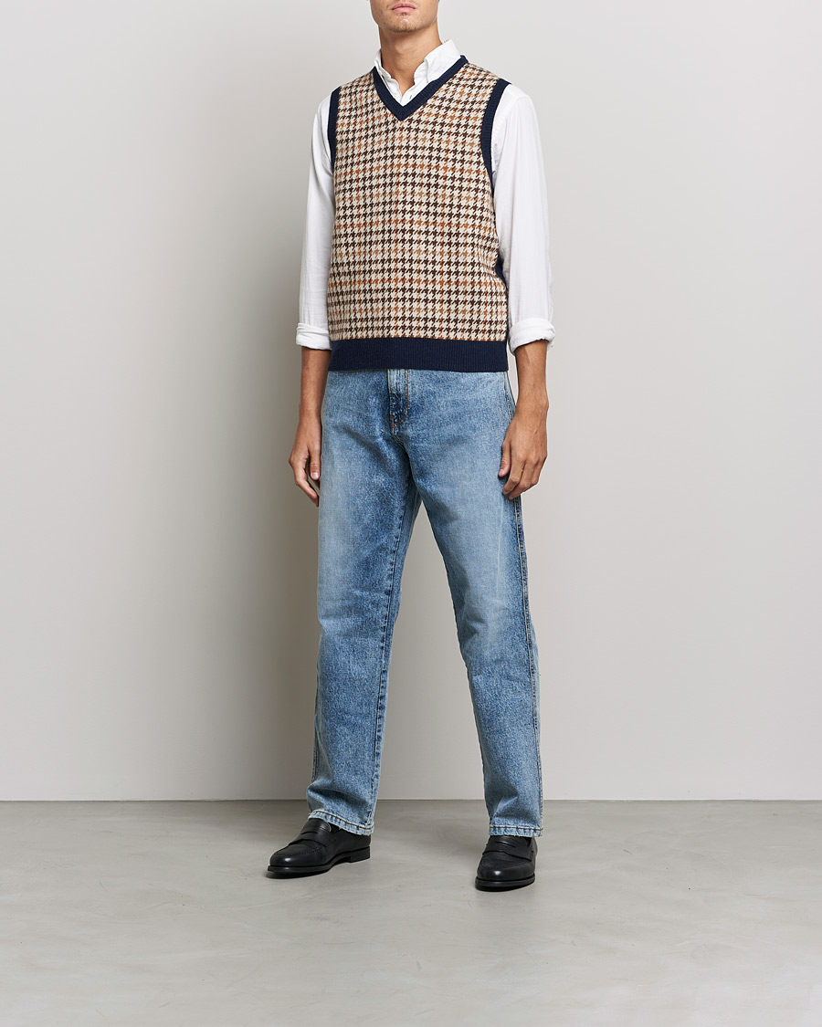 Herren | Pullover | BEAMS PLUS | Tartan Check Knit Vest Navy/Beige