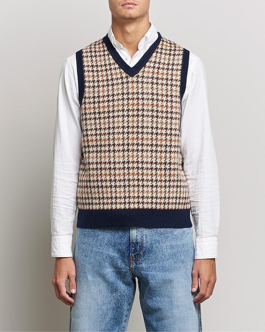 Herren | Pullover | BEAMS PLUS | Tartan Check Knit Vest Navy/Beige
