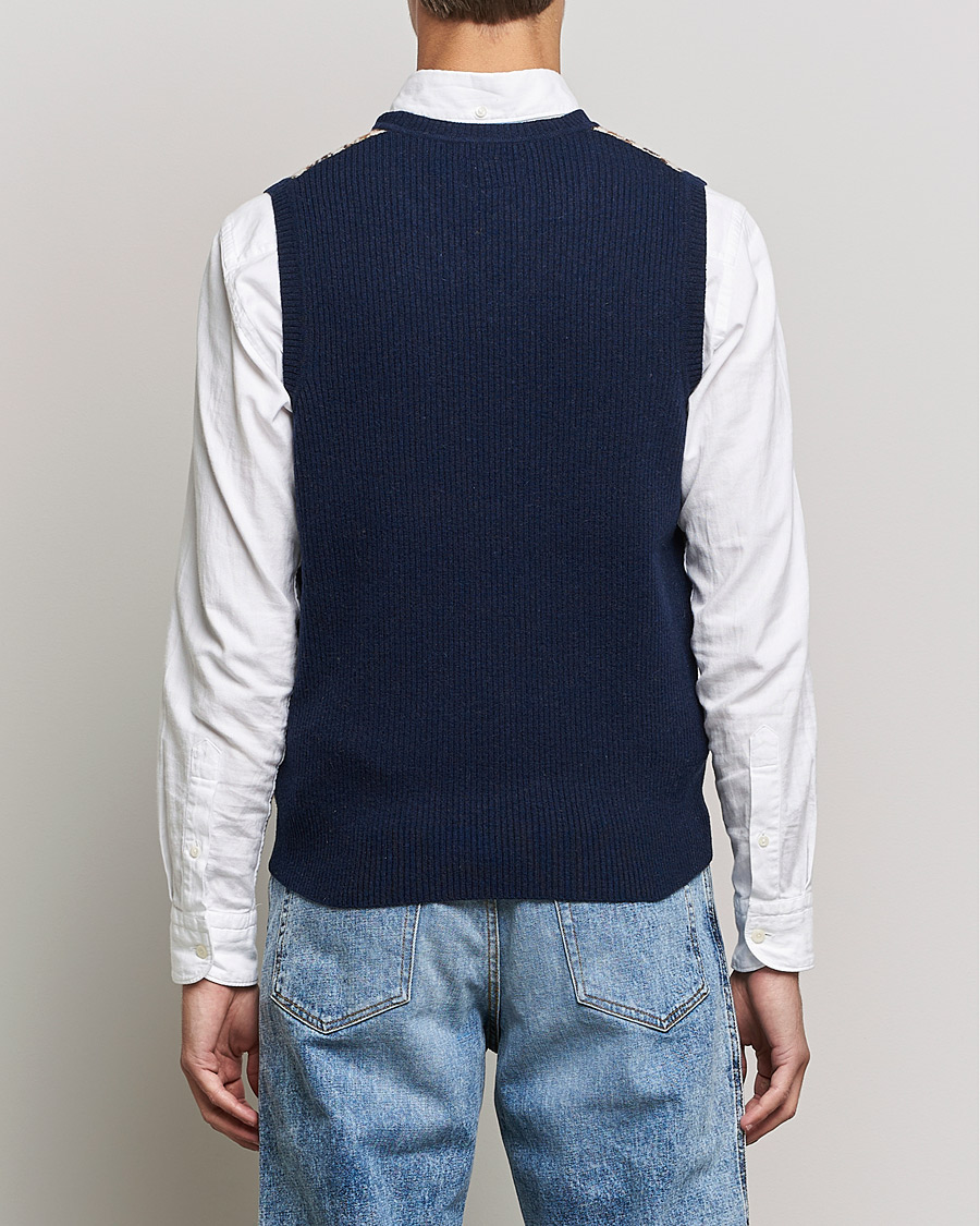 Herren | Pullover | BEAMS PLUS | Tartan Check Knit Vest Navy/Beige