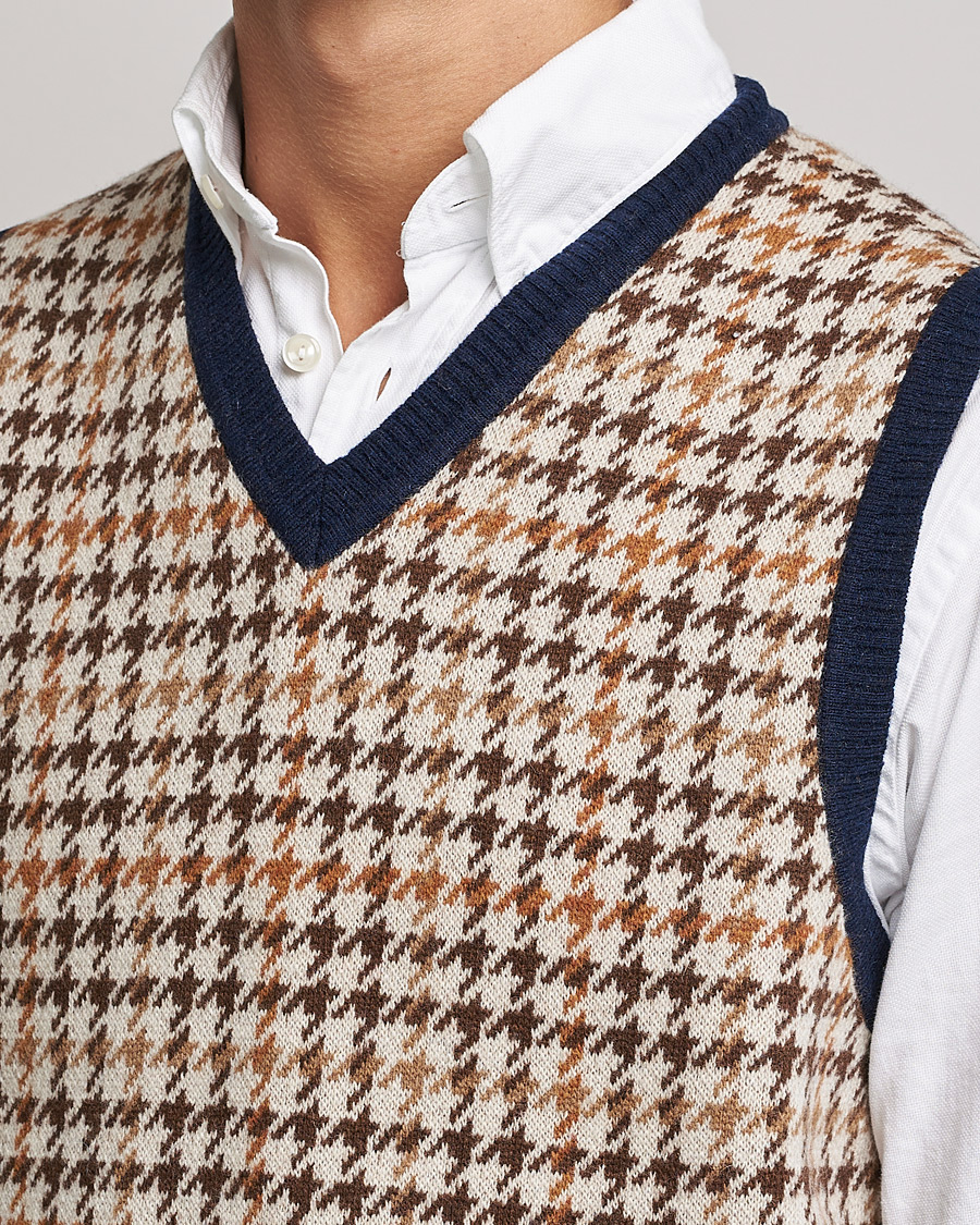 Herren | Pullover | BEAMS PLUS | Tartan Check Knit Vest Navy/Beige