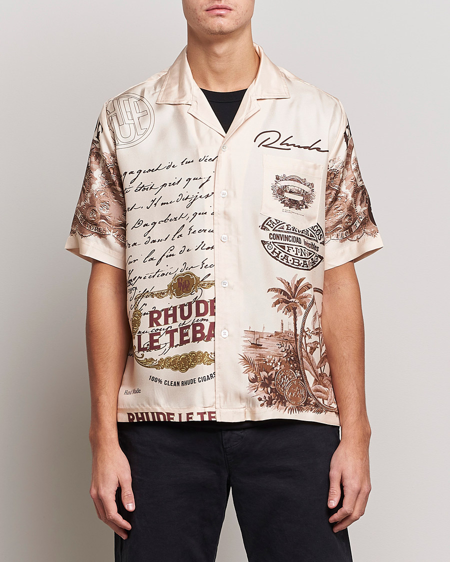 Herren | Rhude | Rhude | Silk Cigar Short Sleeve Shirt Brown/Cream