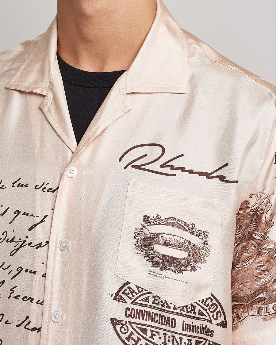 Herren | Hemden | Rhude | Silk Cigar Short Sleeve Shirt Brown/Cream