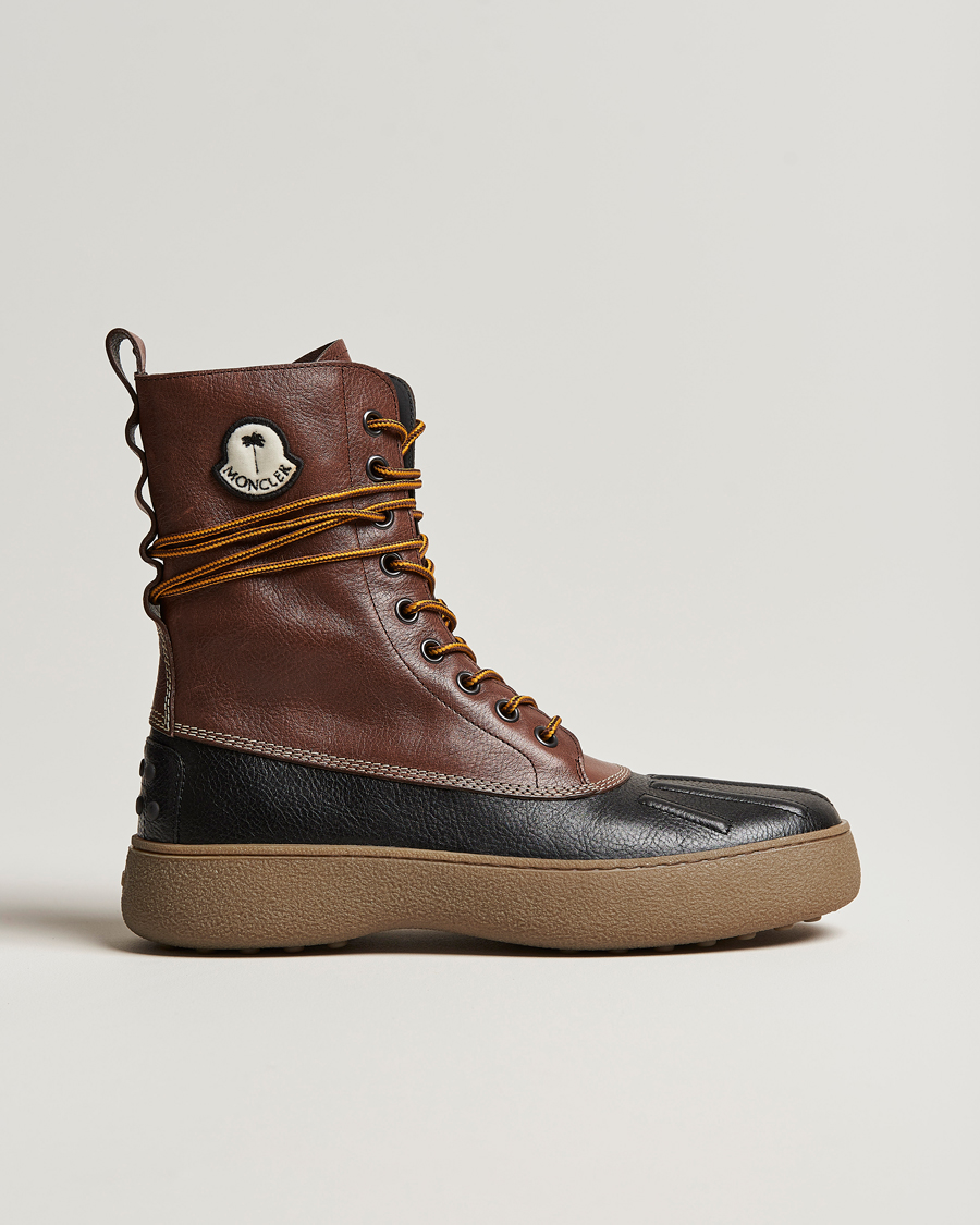 Herren | 8 Moncler Genius Palm Angels Winter Gommino Leather Boots Dark Brown | Moncler Genius | 8 Palm Angels Winter Gommino Leather Boots Dark Brown
