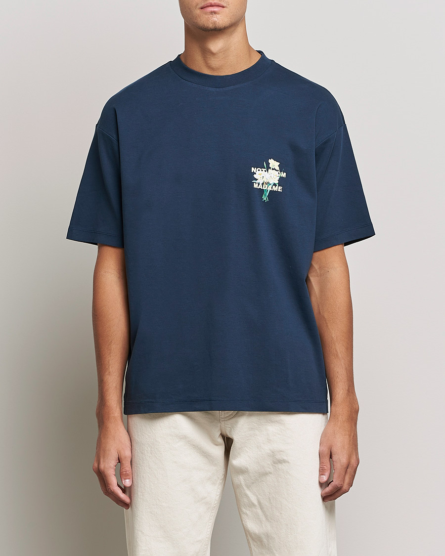 Herren | T-Shirts | Drôle de Monsieur | Fleur Slogan T-Shirt Navy