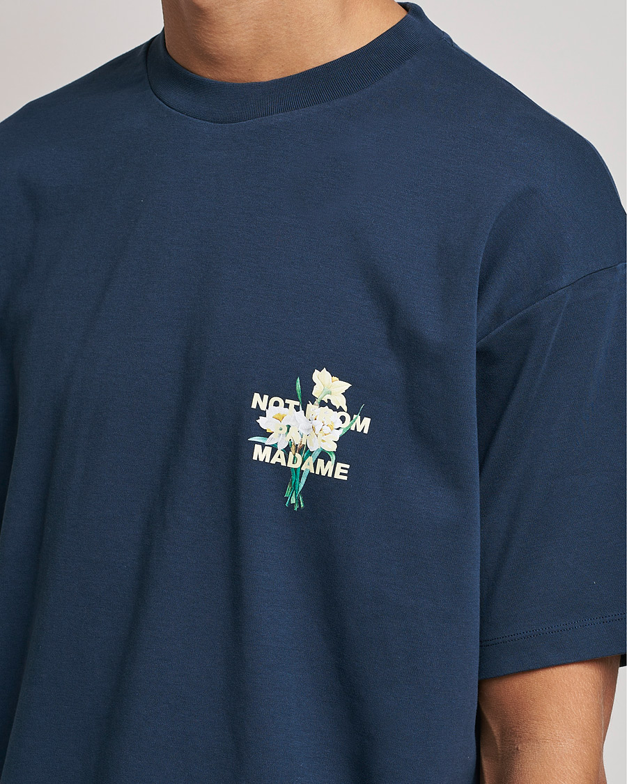 Herren | T-Shirts | Drôle de Monsieur | Fleur Slogan T-Shirt Navy