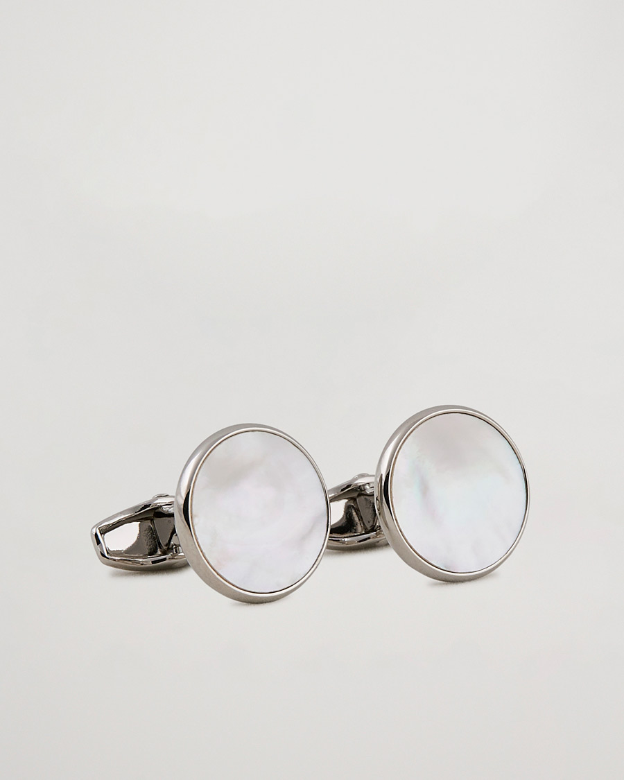 Herren | Manschettenknöpfe | Amanda Christensen | Cufflink & Shirt Studs Set White/Silver