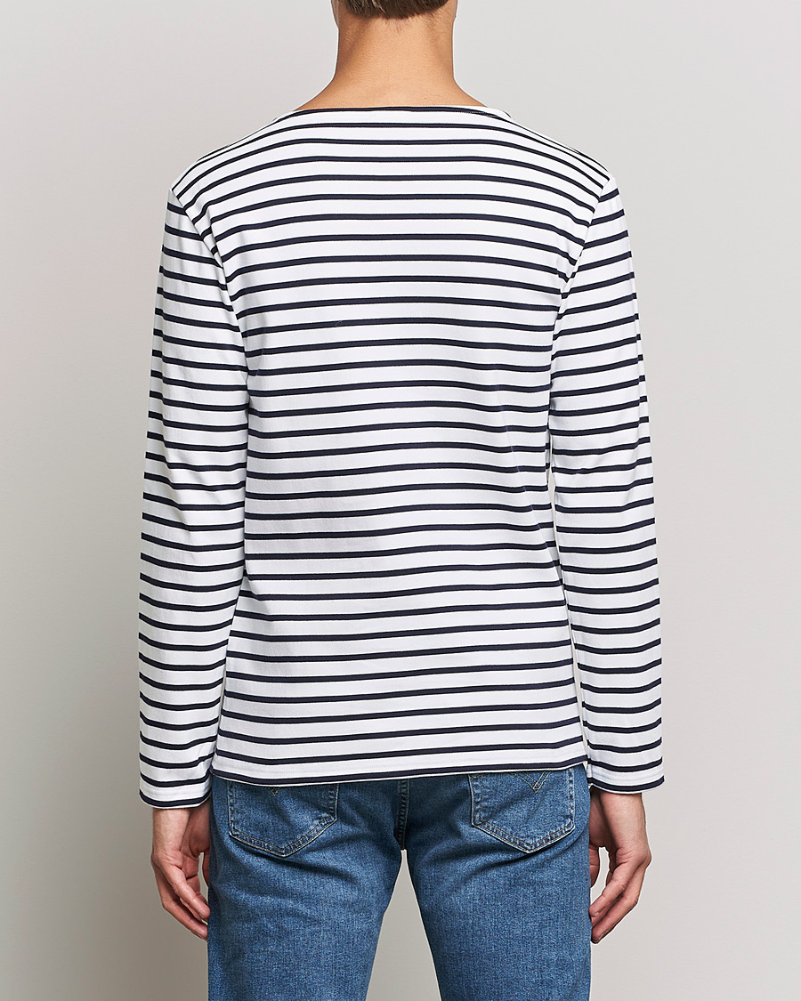 Herren | T-Shirts | Armor-lux | Houat Héritage Stripe Long Sleeve T-Shirt White/Navy
