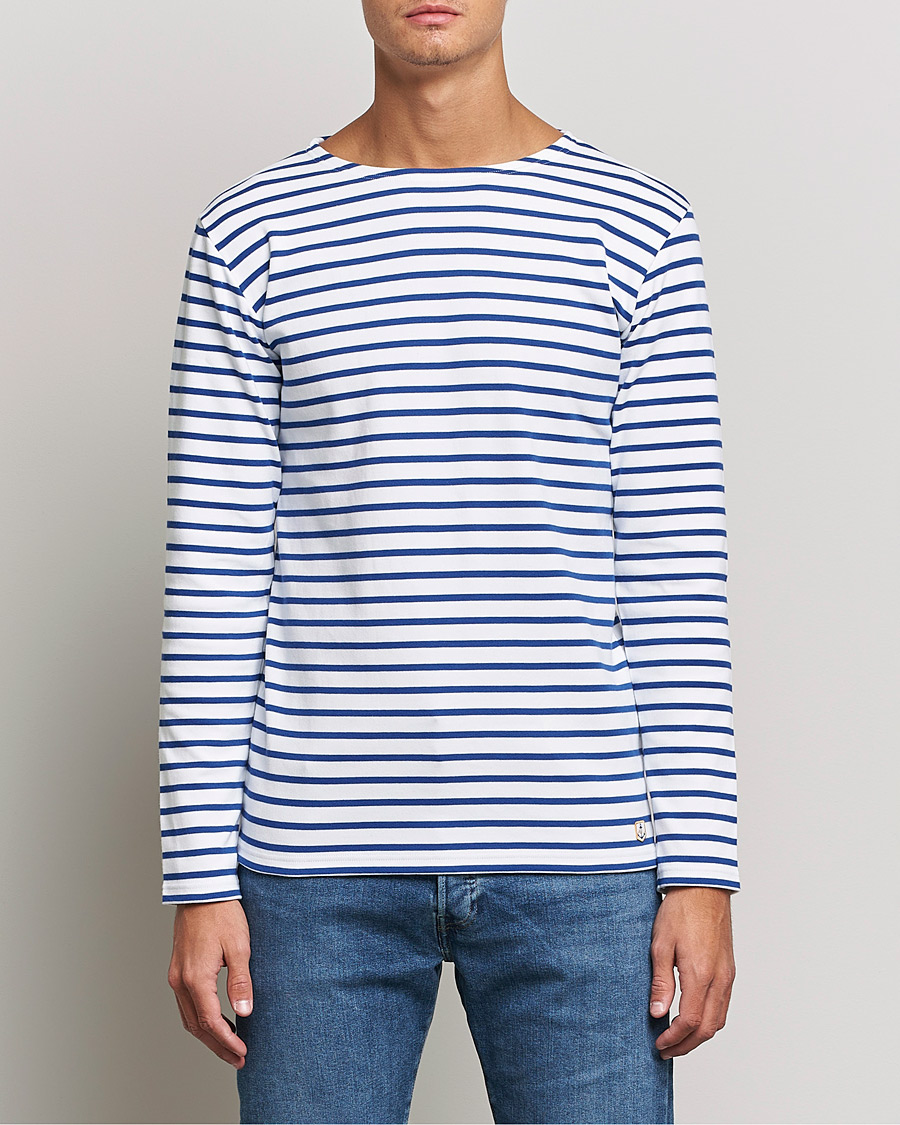 Herren | Bald auf Lager | Armor-lux | Houat Héritage Stripe Long Sleeve T-Shirt White/Blue