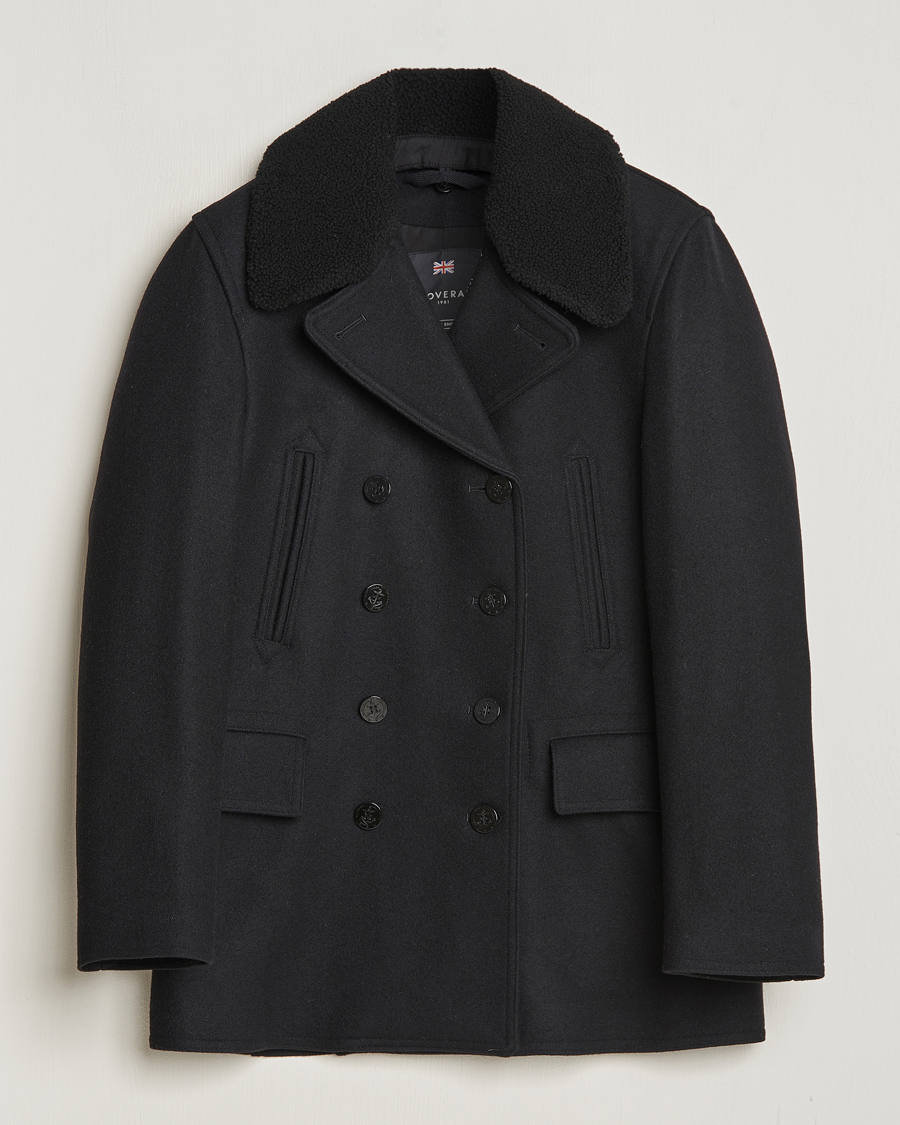 Herren | Jacken | Gloverall | Churchill Reefer Shearling Peacoat Black