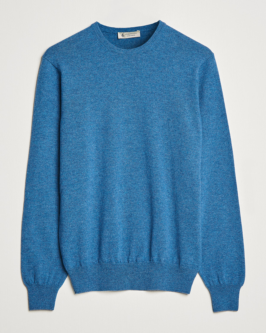 Herren | Pullover | Piacenza Cashmere | Cashmere Crew Neck Sweater Light Blue