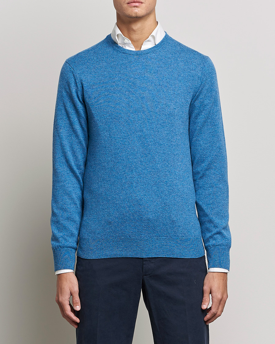 Herren | Kaschmirpullover | Piacenza Cashmere | Cashmere Crew Neck Sweater Light Blue