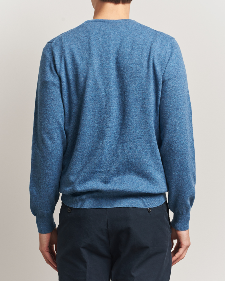Herren | Pullover | Piacenza Cashmere | Cashmere Crew Neck Sweater Light Blue