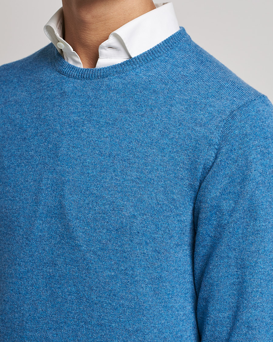Herren | Pullover | Piacenza Cashmere | Cashmere Crew Neck Sweater Light Blue