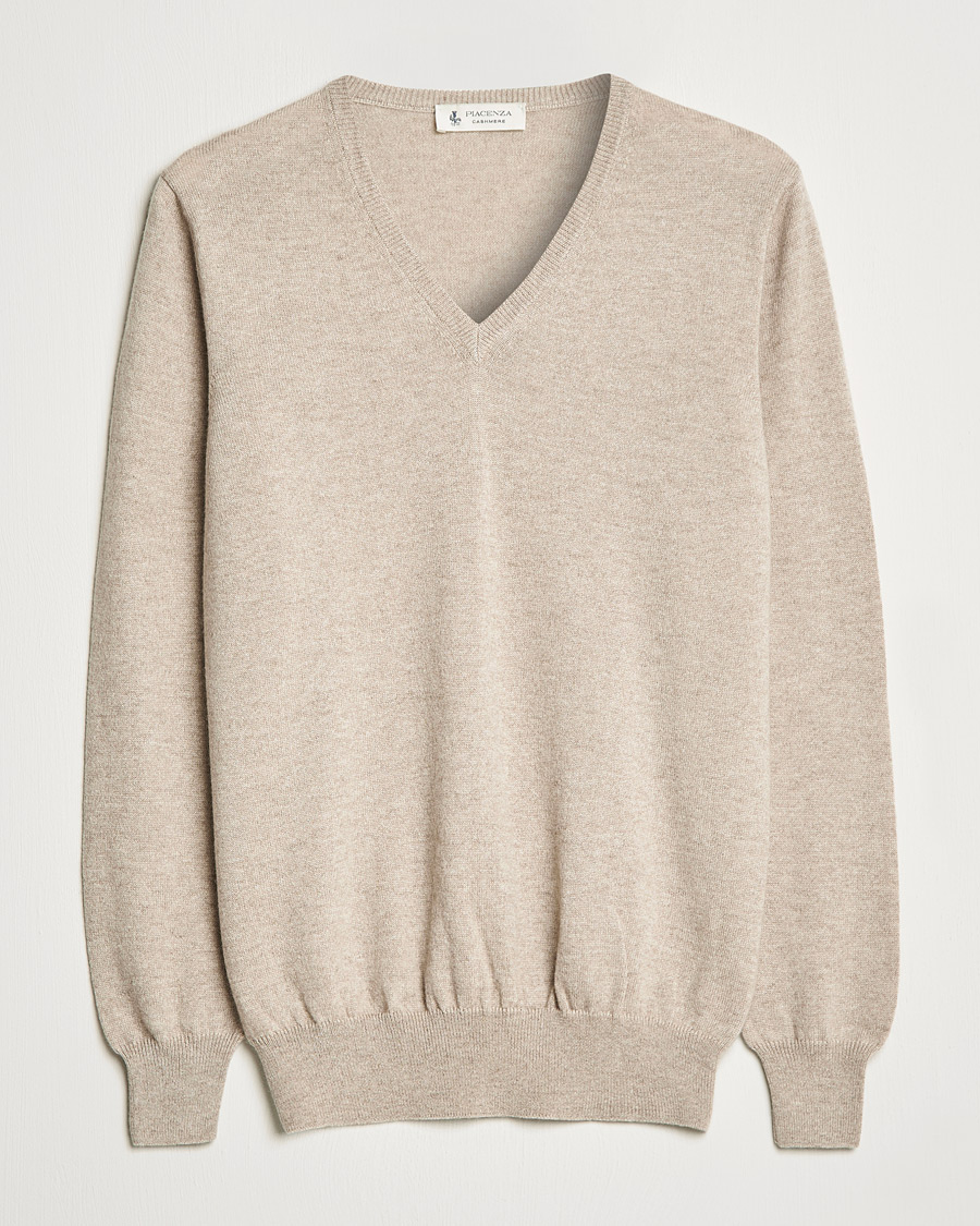 Herren | Pullover | Piacenza Cashmere | Cashmere V Neck Sweater Beige