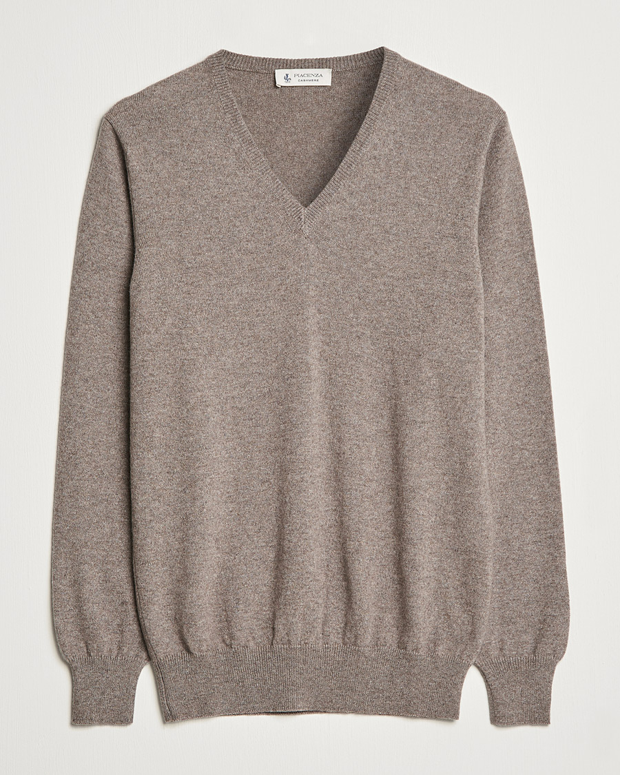 Herren | Pullover | Piacenza Cashmere | Cashmere V Neck Sweater Brown