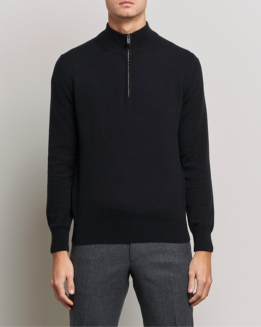 Herren | Pullover | Piacenza Cashmere | Cashmere Half Zip Sweater Black