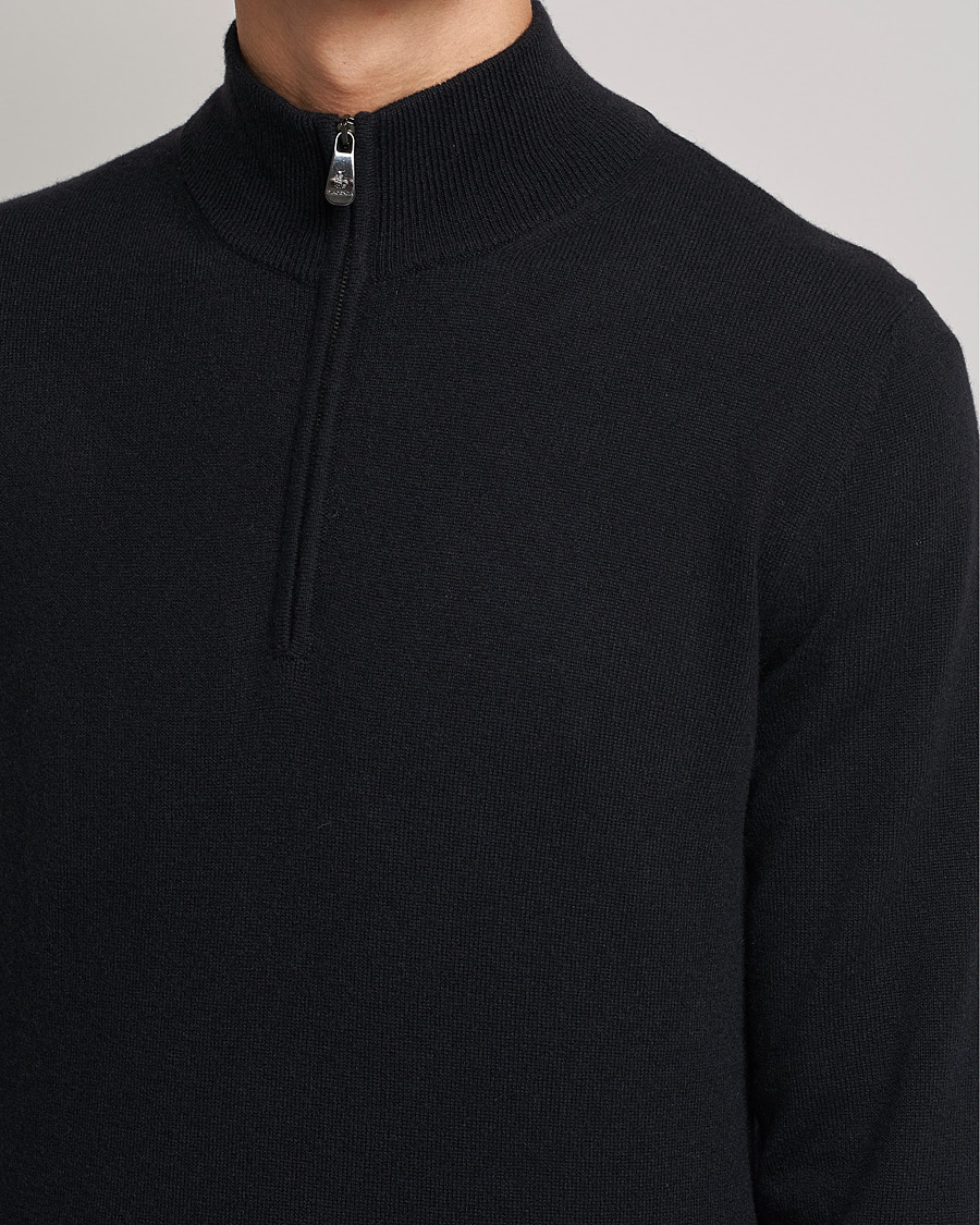 Herren | Pullover | Piacenza Cashmere | Cashmere Half Zip Sweater Black