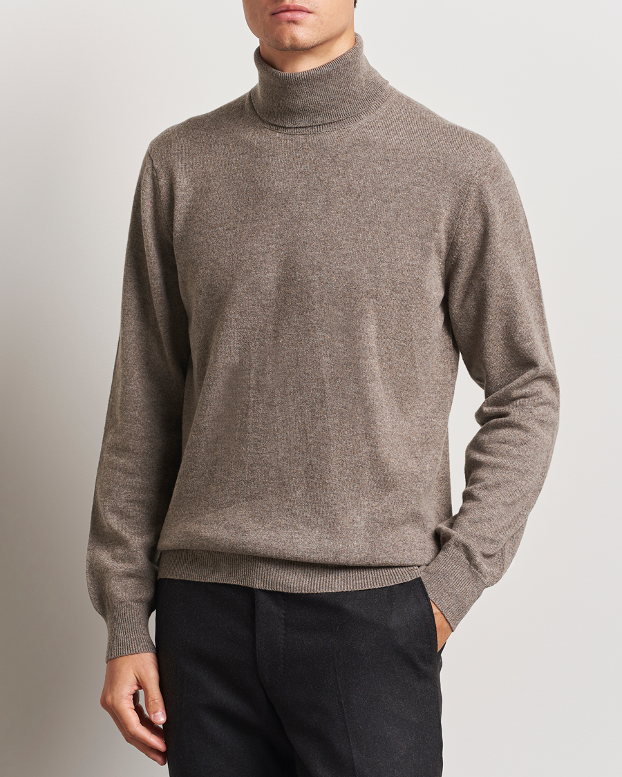 Herr | Polotröjor | Piacenza Cashmere | Cashmere Rollneck Sweater Brown