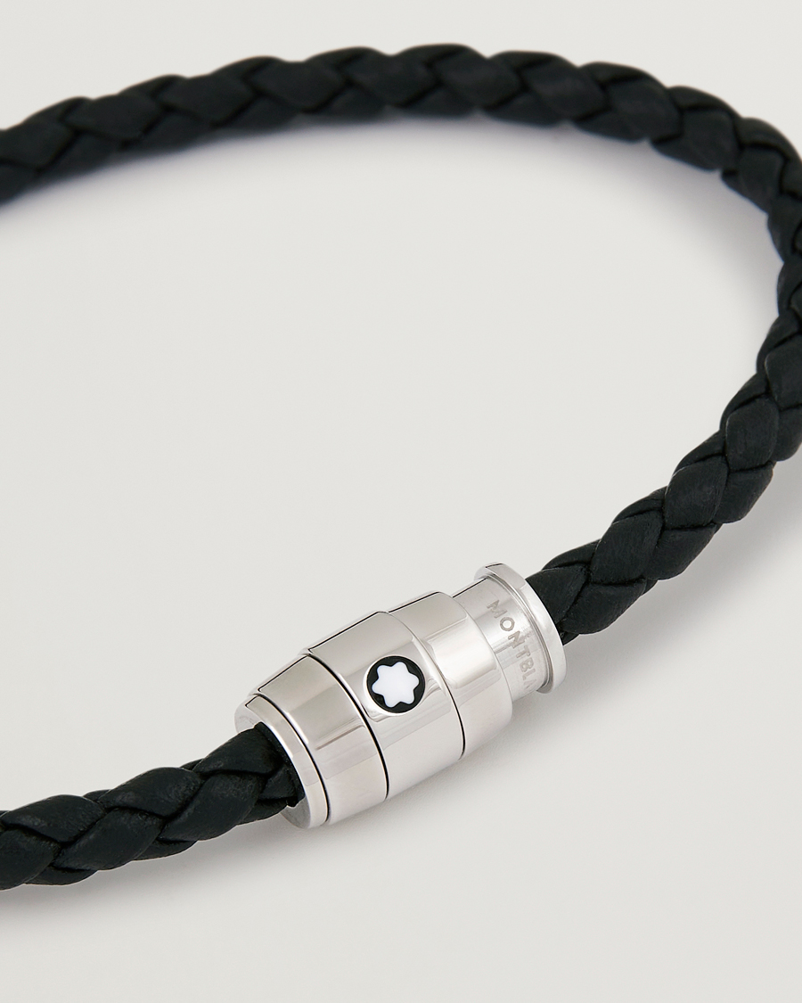 Herren | Schmuck | Montblanc | Bracelet Steel 3 Rings Leather Black