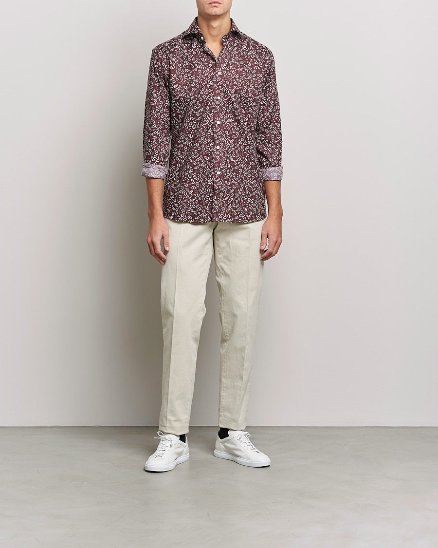 Herren | Hemden | Eton | Twill Melange Shirt Red Floral