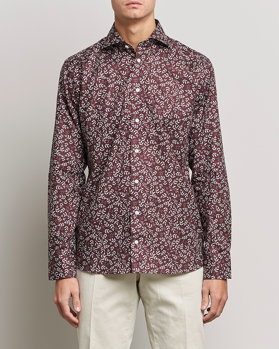 Herren | Freizeithemden | Eton | Twill Melange Shirt Red Floral