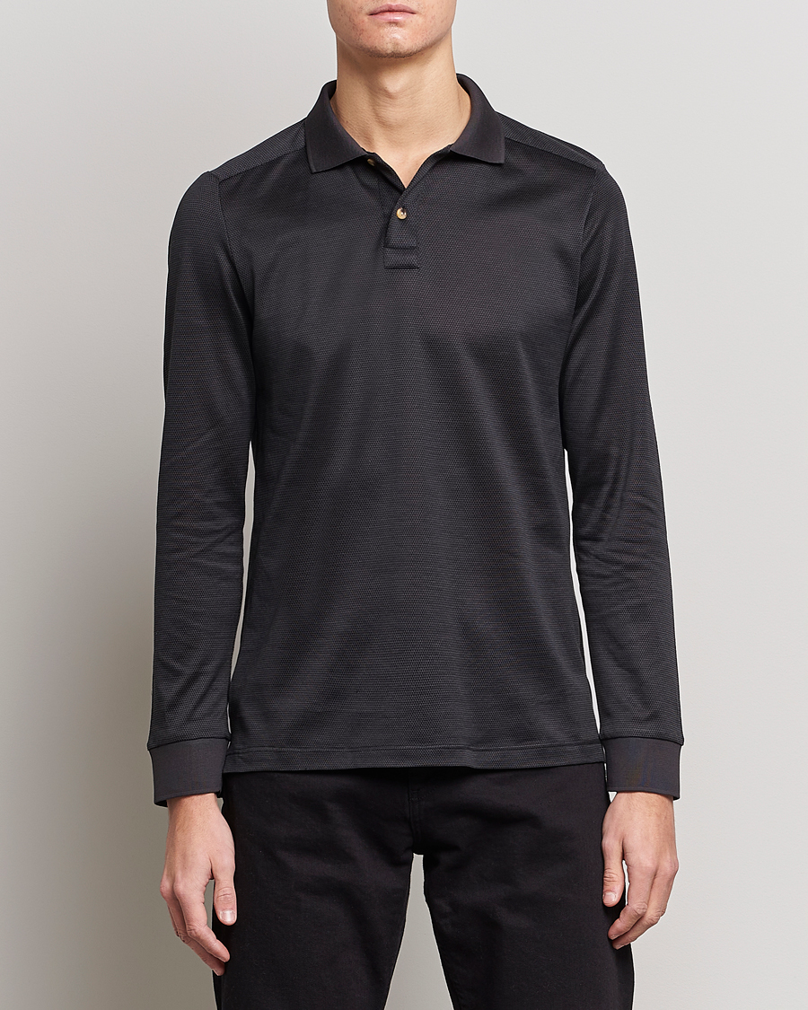 Herren | Eton | Eton | Knit Jaquard Polo Shirt Black