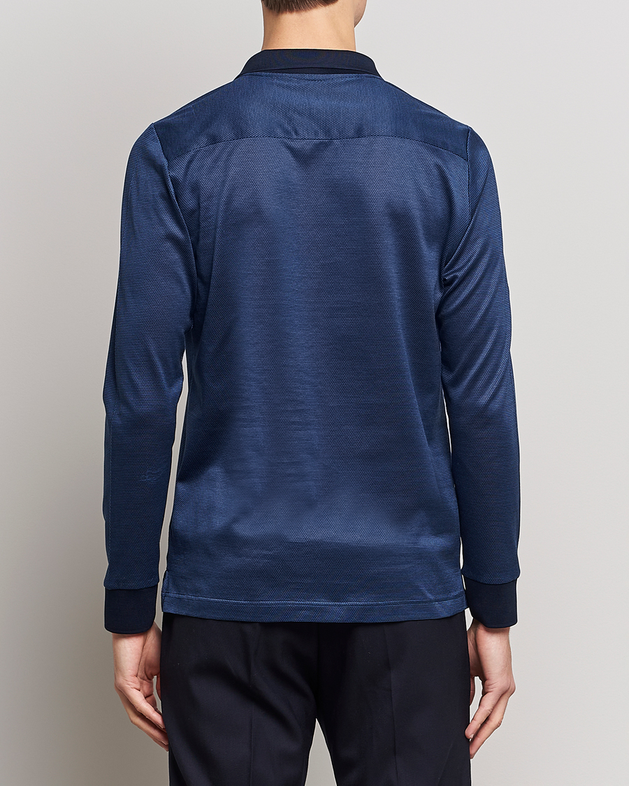 Herren | Pullover | Eton | Knit Jaquard Polo Shirt Blue