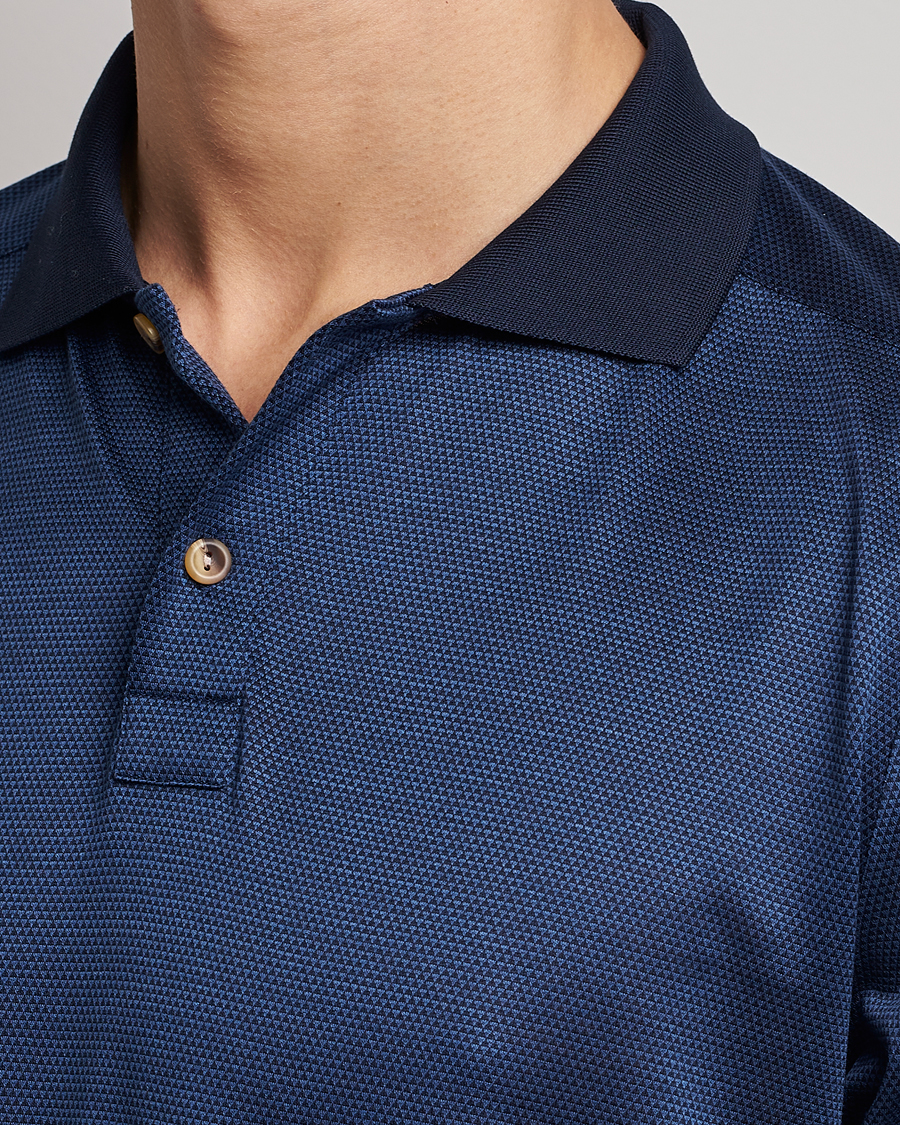 Herren | Pullover | Eton | Knit Jaquard Polo Shirt Blue