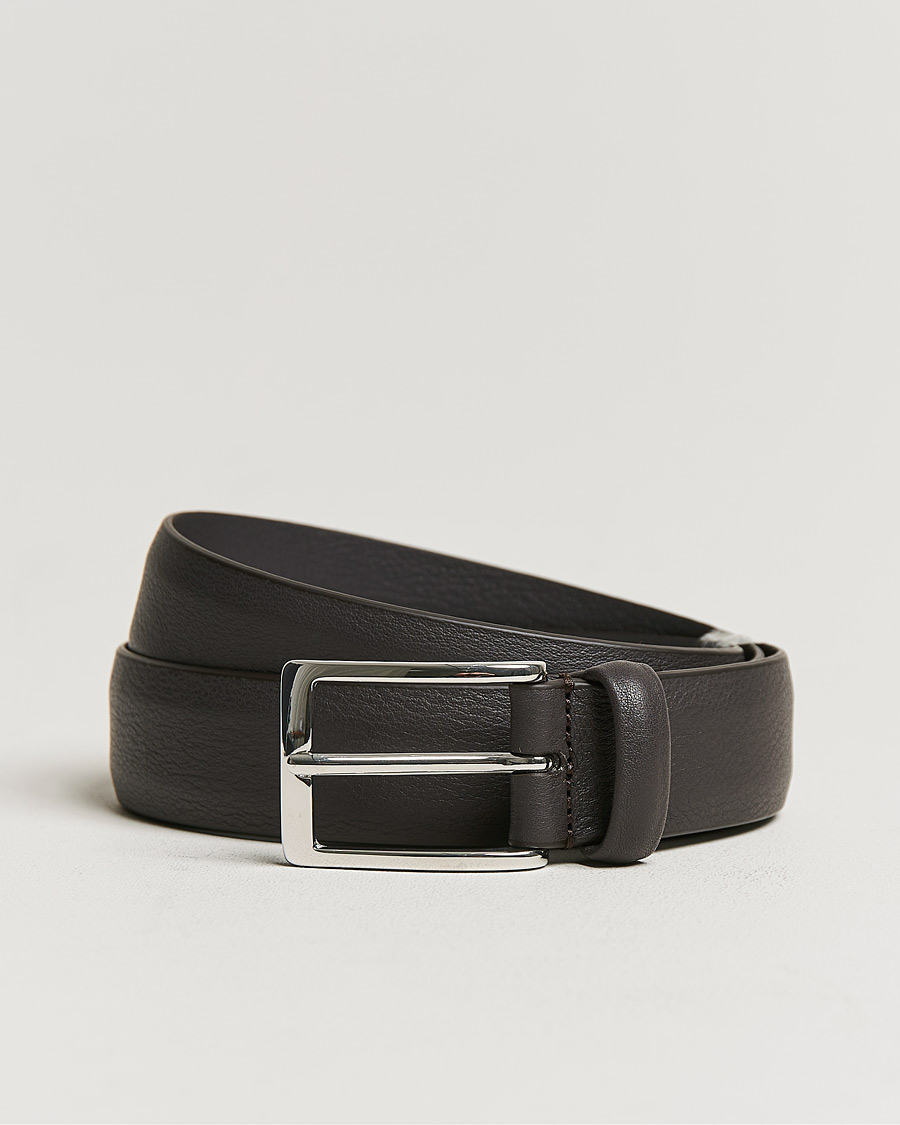 Herren | Anderson's Double Nappa Calf 3 cm Belt Dark Brown | Anderson's | Double Nappa Calf 3 cm Belt Dark Brown