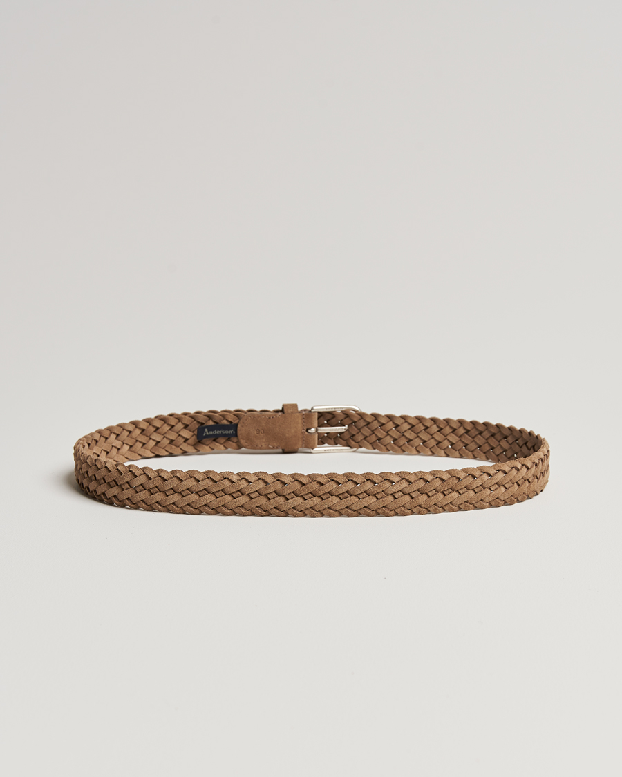 Herren | Italian Department | Anderson's | Woven Suede Belt 3 cm Beige