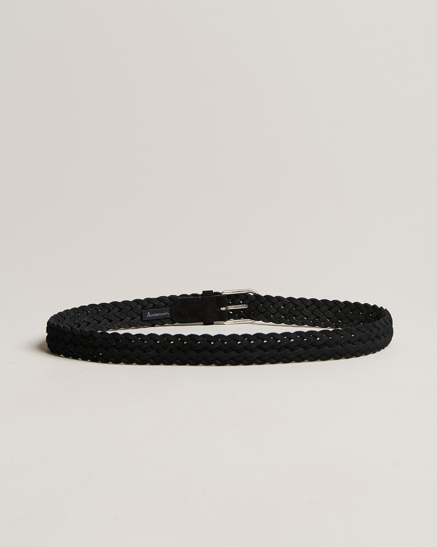 Herren | Business & Beyond | Anderson's | Woven Suede Belt 3 cm Black