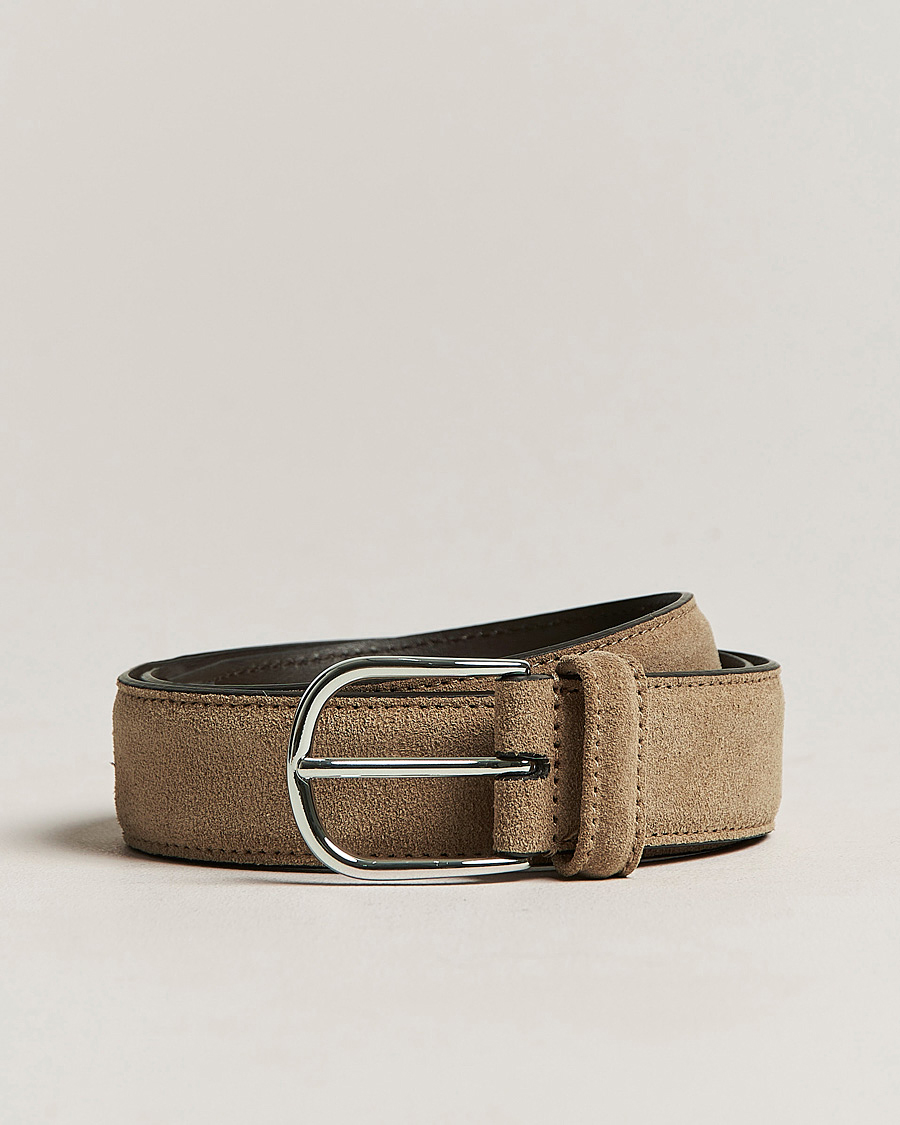 Herren | Gürtel | Anderson's | Suede 3,5 cm Belt Beige