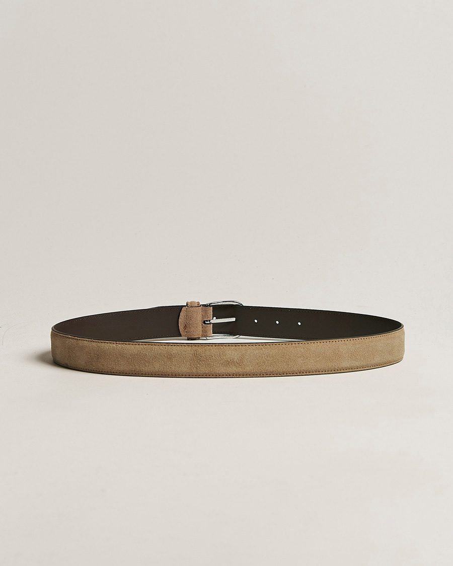 Herren | Smart Casual | Anderson's | Suede 3,5 cm Belt Beige