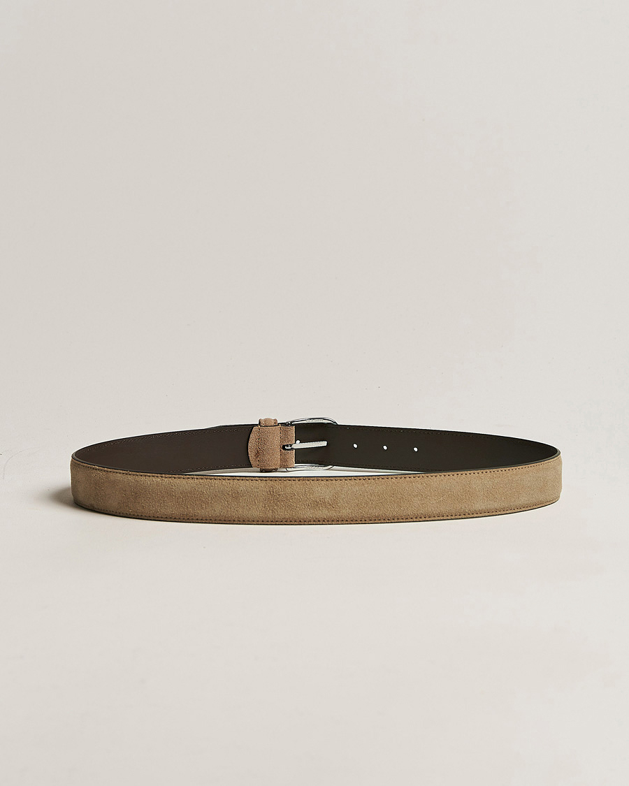 Herren | Schlichte Gürtel | Anderson's | Suede 3,5 cm Belt Beige