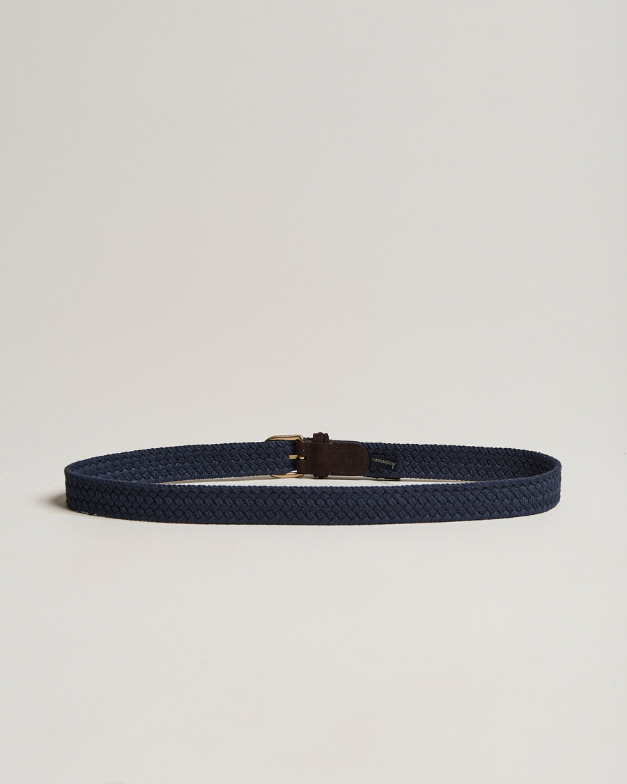 Herren | Geflochtene Gürtel | Anderson's | Braided Cotton Casual Belt 3 cm Navy
