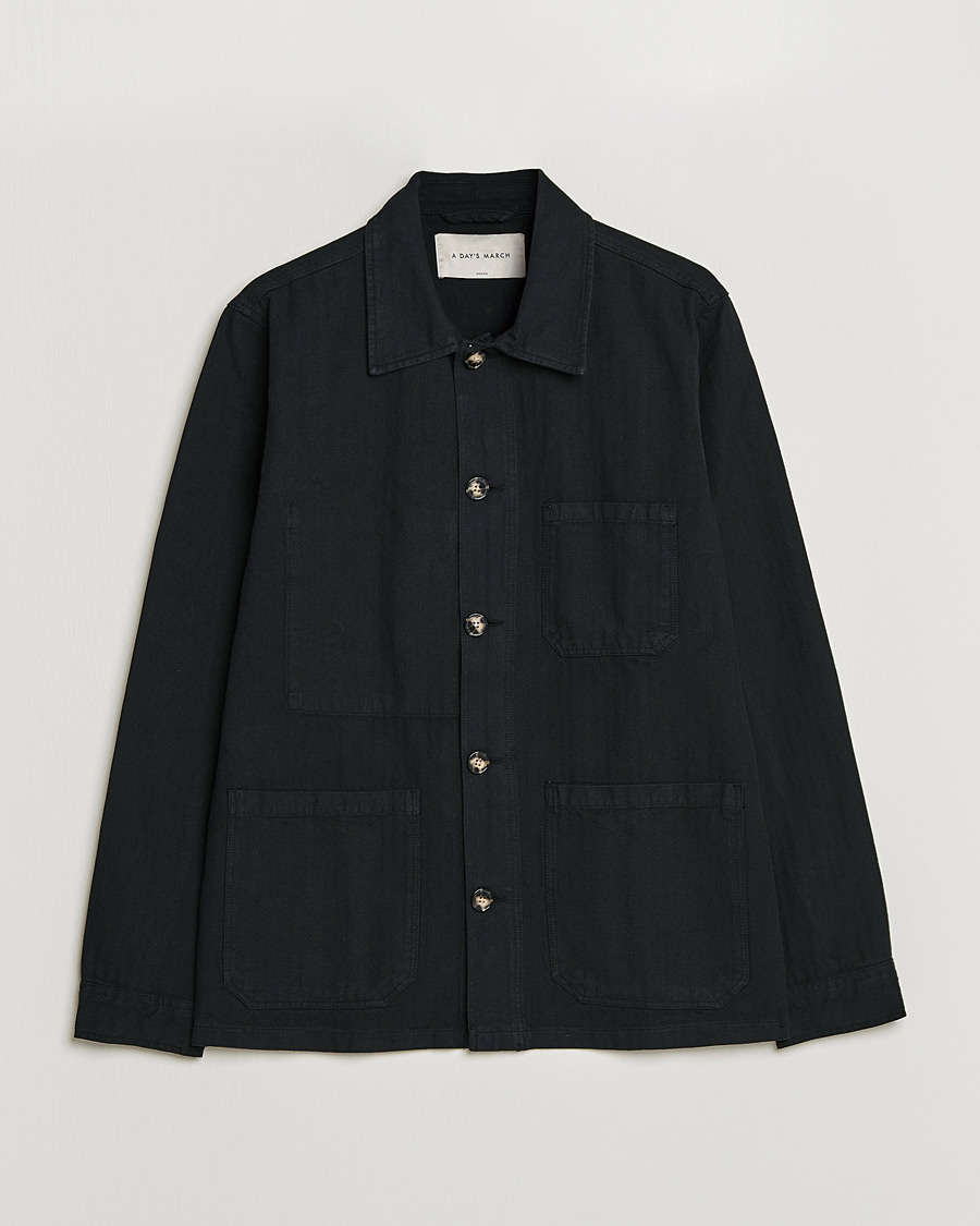 Herren | Hemden | A Day's March | Original Herringbone Overshirt Black