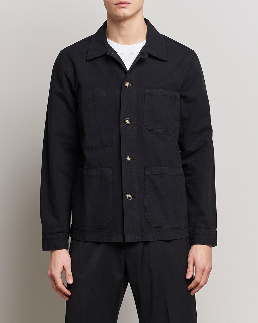 Herren | Hemden | A Day's March | Original Herringbone Overshirt Regular Fit Black