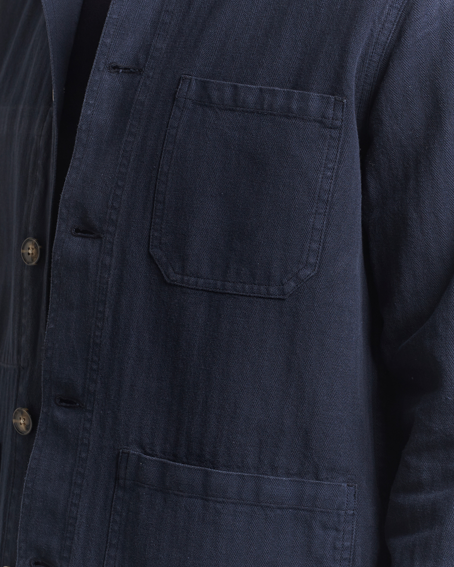 Herren | Hemden | A Day's March | Herringbone Overshirt Navy
