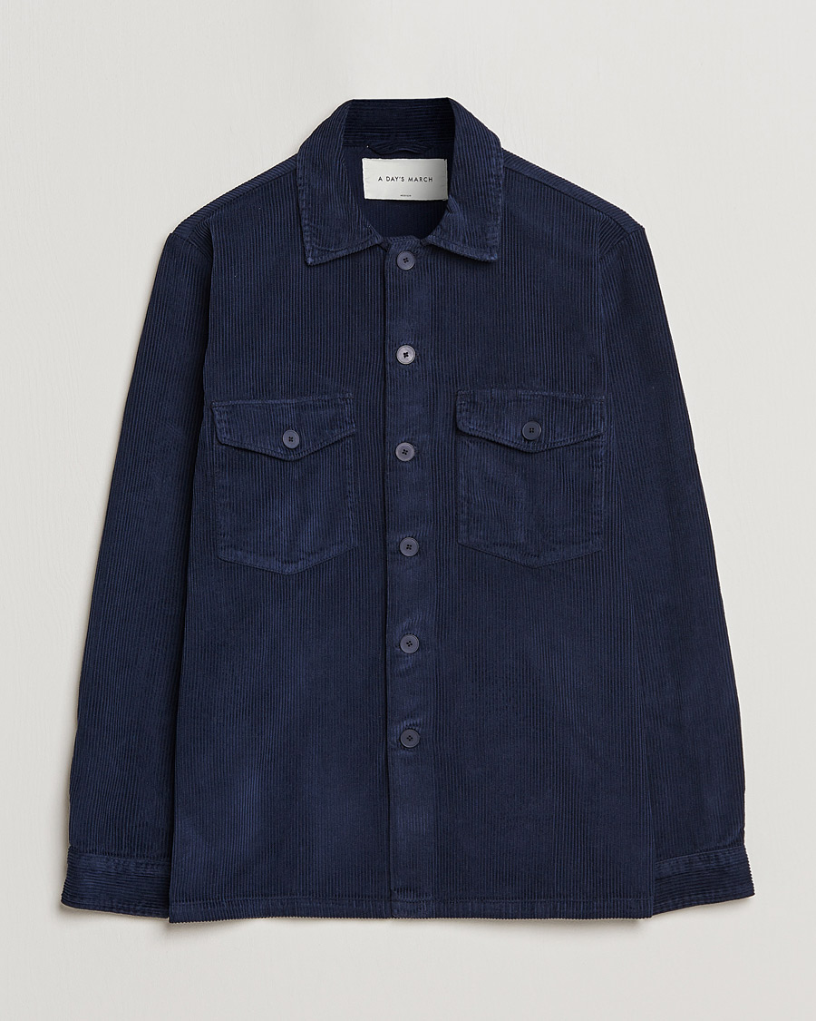 Herren | Hemden | A Day's March | Carey Cord Overshirts Navy