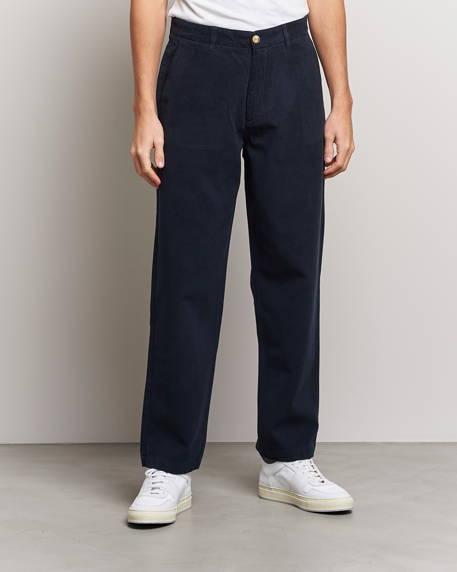 Herren | | A Day's March | Redwood Cotton/Tencel Trousers Navy