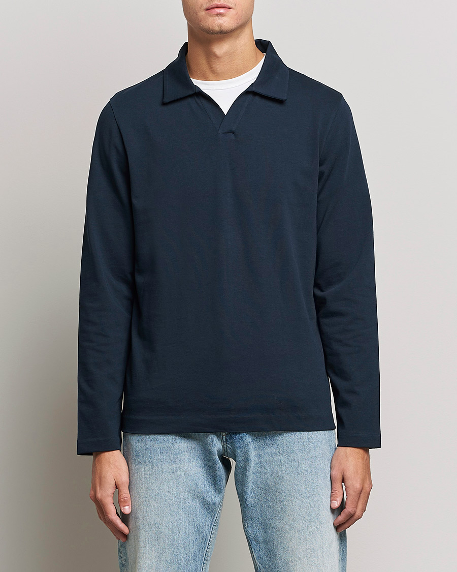 Herren | Poloshirt | A Day's March | Branford Long Sleeve Jersey Polo Navy