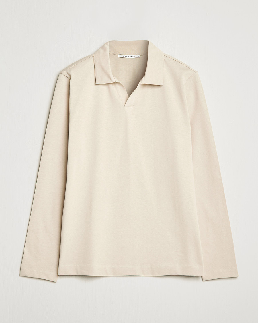 Herren | Pullover | A Day's March | Branford Long Sleeve Jersey Polo Sand