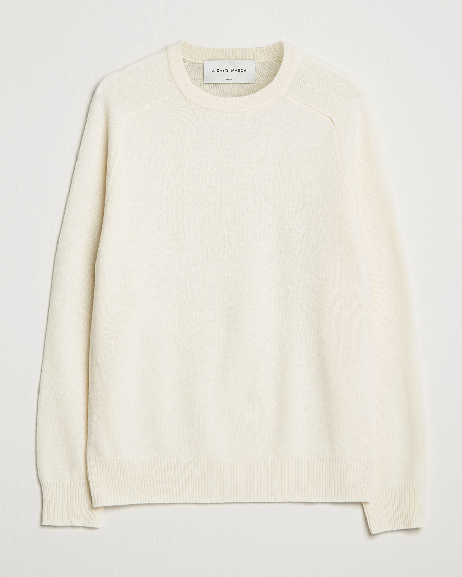 Herren | Pullover | A Day's March | Brodick Lambswool Sweater Off White