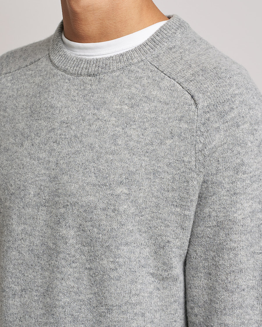 Herren | Pullover | A Day's March | Brodick Lambswool Sweater Grey Melange