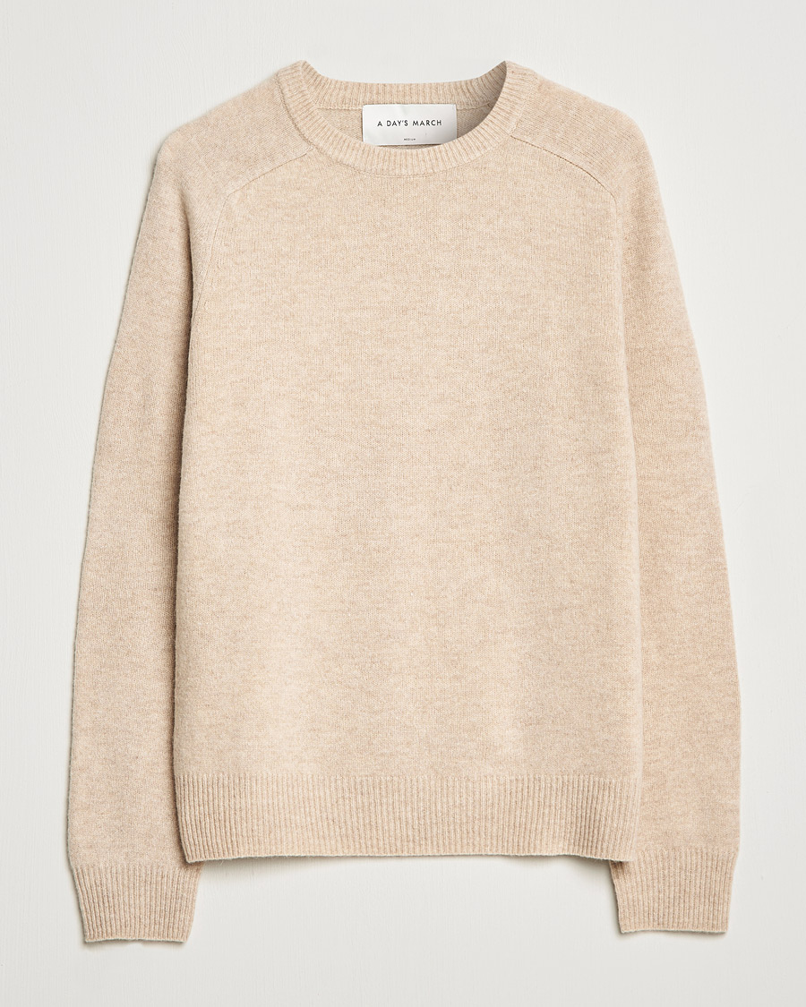 Herren | Pullover | A Day's March | Brodick Lambswool Sweater Sand Melange