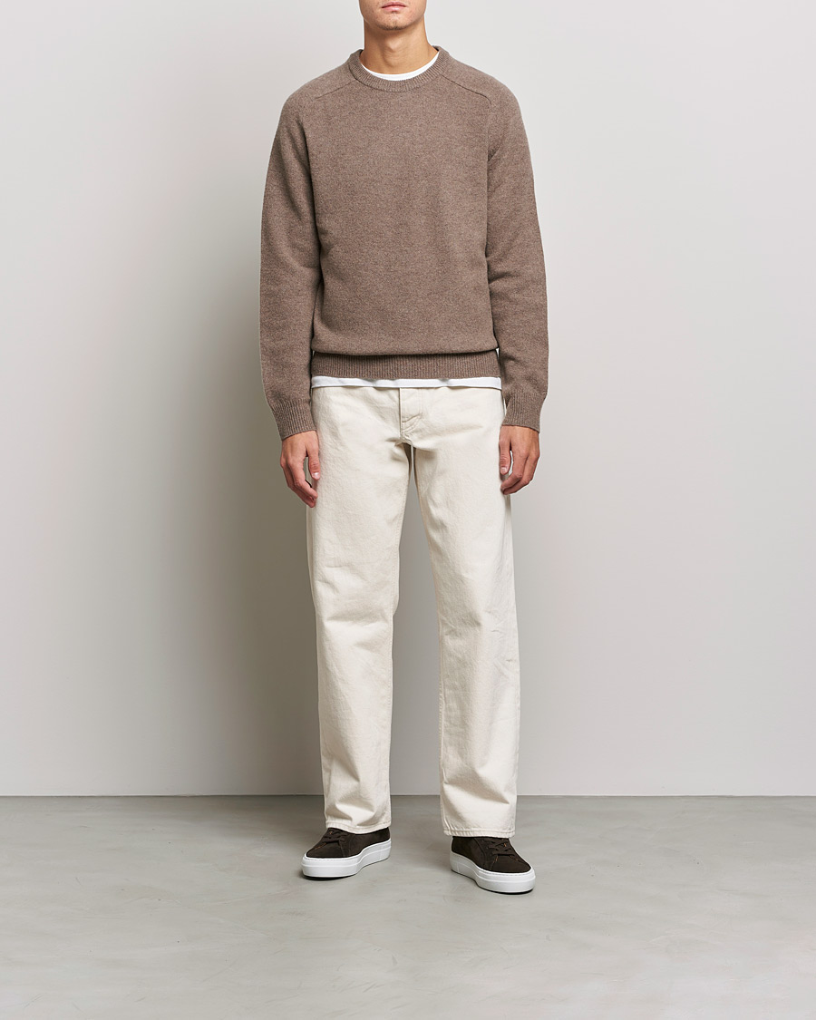 Herren | A Day's March | A Day's March | Brodick Lambswool Sweater Taupe Melange